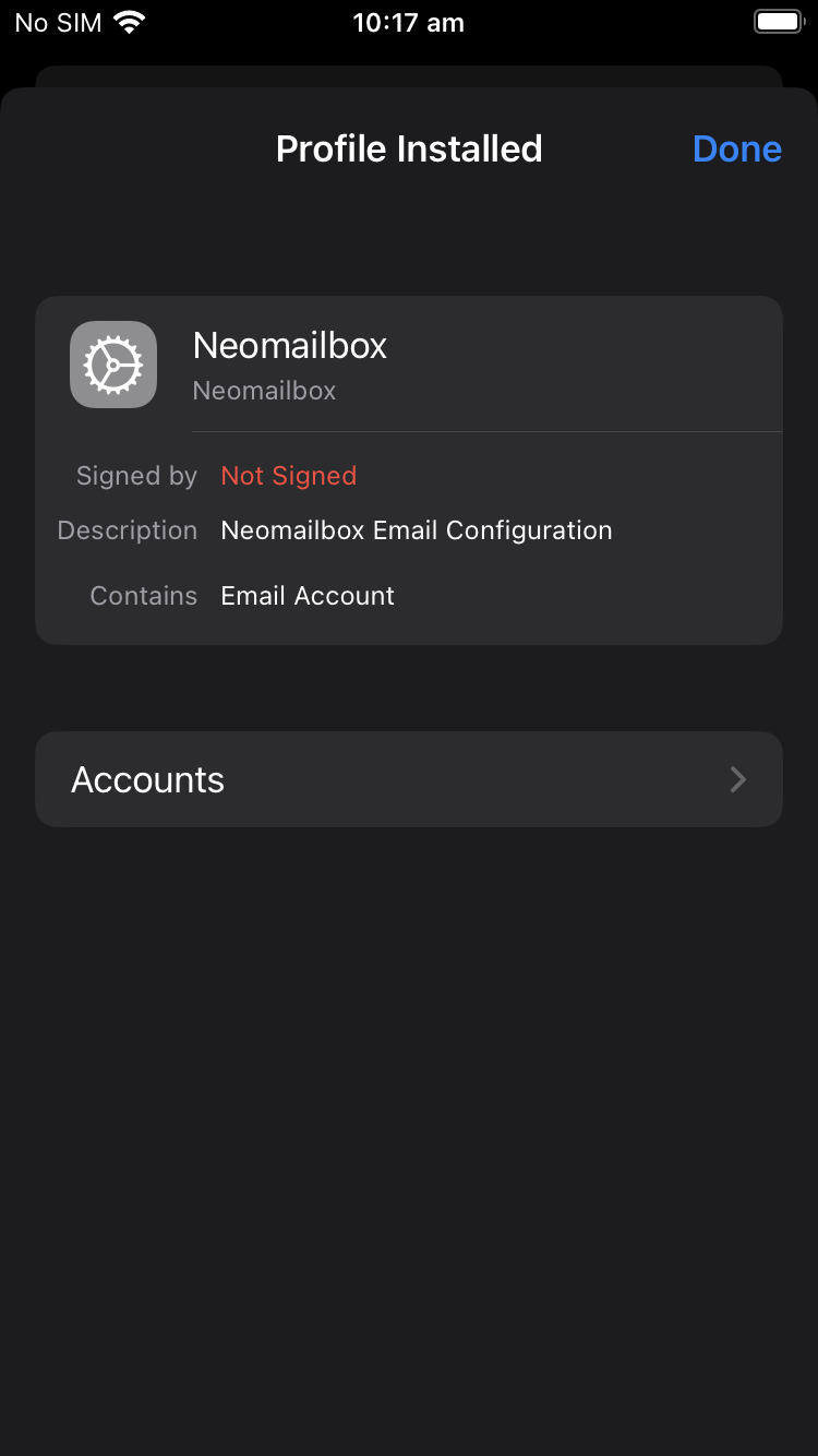 iOS SSL IMAP and SMTP setup - Step 14