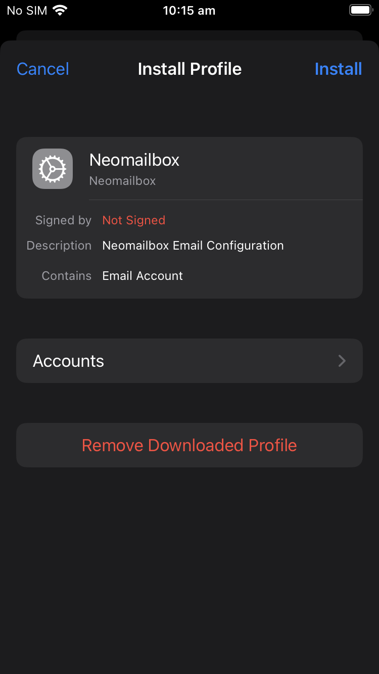 iOS SSL IMAP and SMTP setup - Step 7