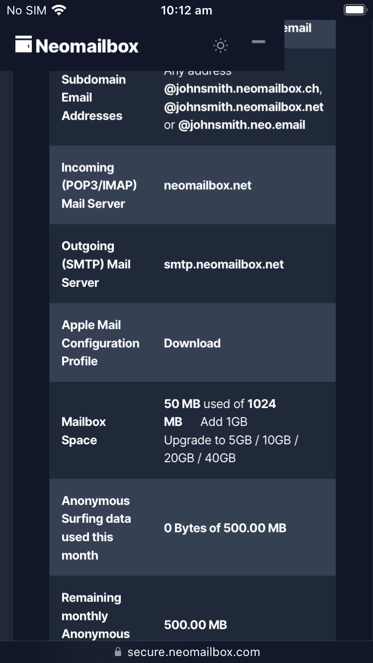 iOS SSL IMAP and SMTP setup - Step 1